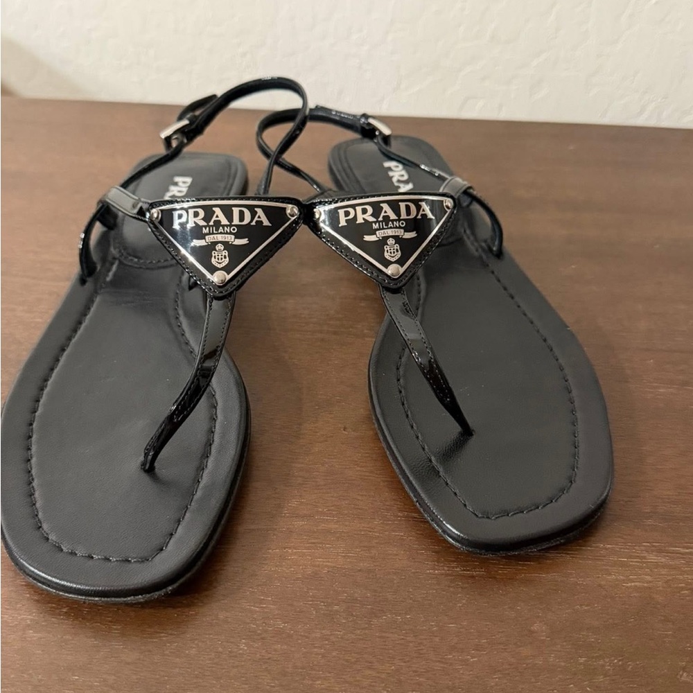 Prada Elegant Black Leather Sandals